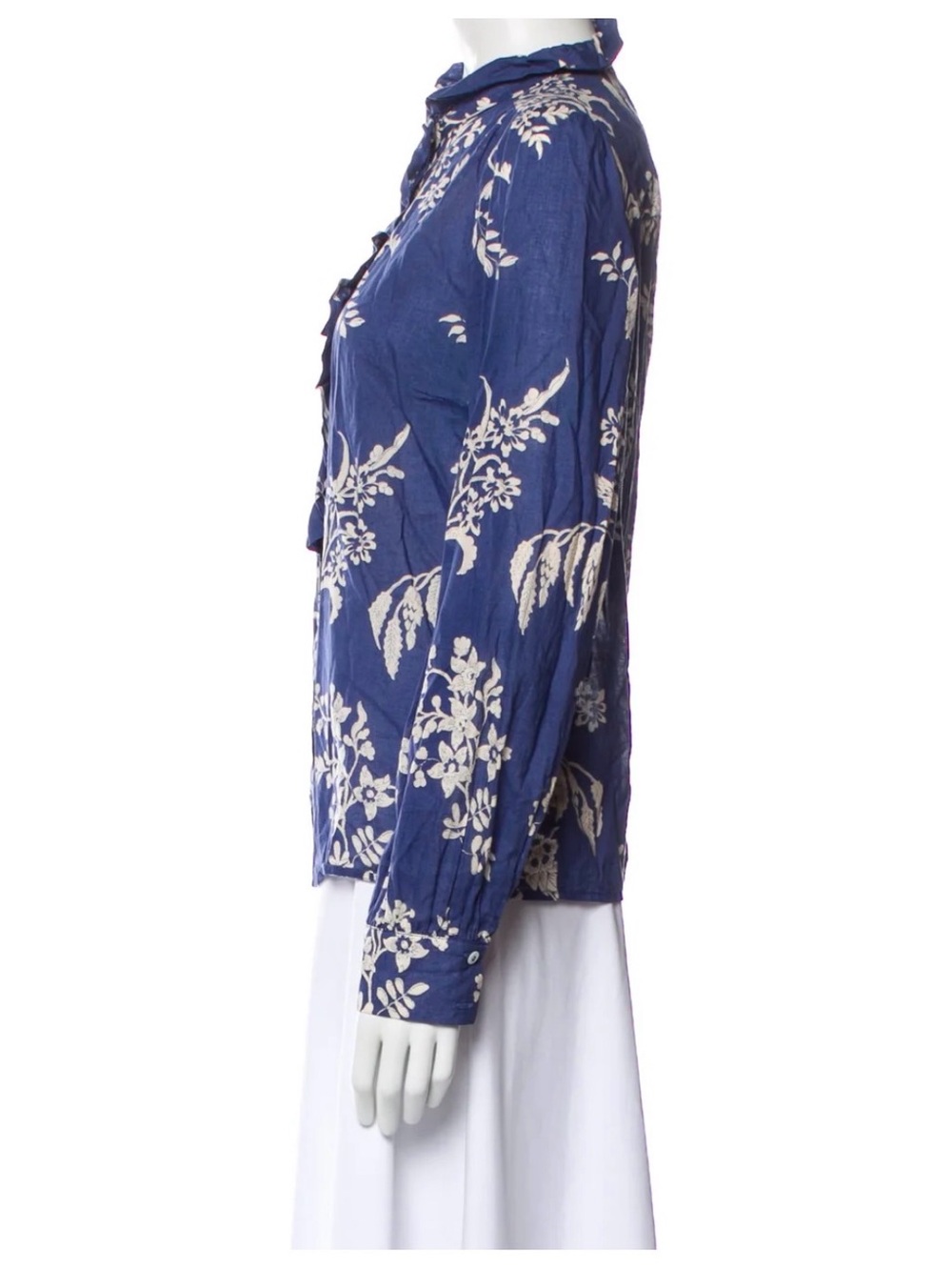 Chemise chlo bicolore ecru fond bleu sezane - Picture 2 of 4